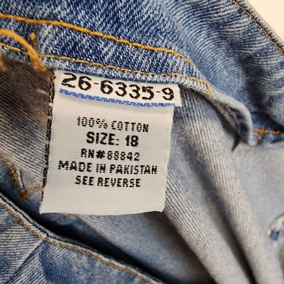 Vintage Tower Hill Sport Denim Cargo Midi Skirt Size 18 34" Light Wash Back Slit - Picture 13 of 14